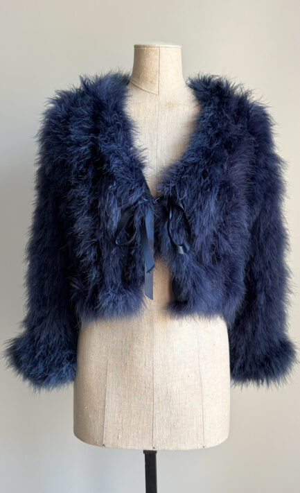 BLUMARINE 2003 Blue Feather Tie Jacket (S)