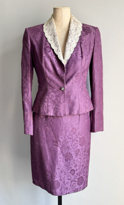 CHRISTIAN DIOR 1998 Lilac Floral Jacket & Skirt Set (S)