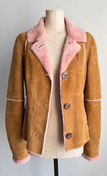 D&G 2004 Tan Suede & Pink Shearling Jacket (M)