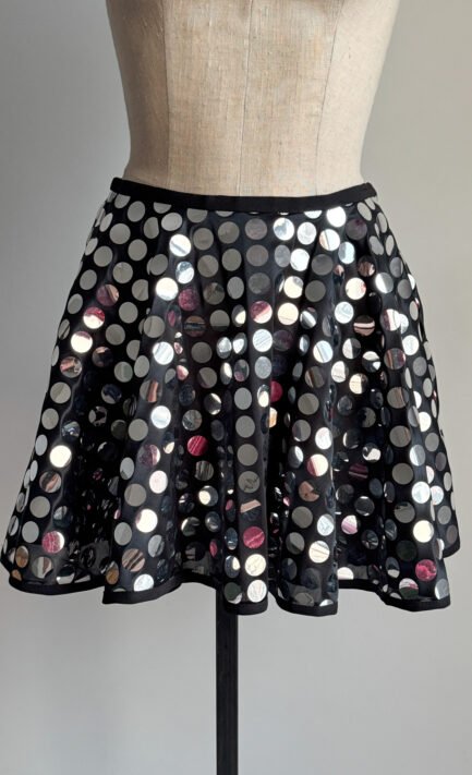 DOLCE & GABBANA 1995 Silver Discs Flared Mini Skirt (S)