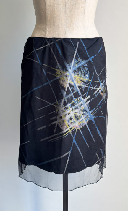 VERSACE 1998 Firework Mesh & Silk Midi Skirt (M)