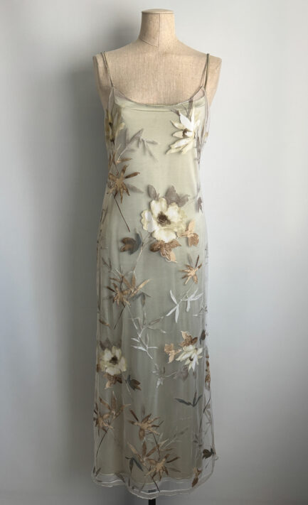 ROBERTO CAVALLI 1998 Green Double Layer Floral Dress (M)