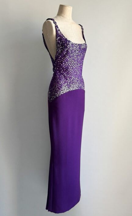 VERSACE 1996 Purple Sequined Maxi Gown (S)