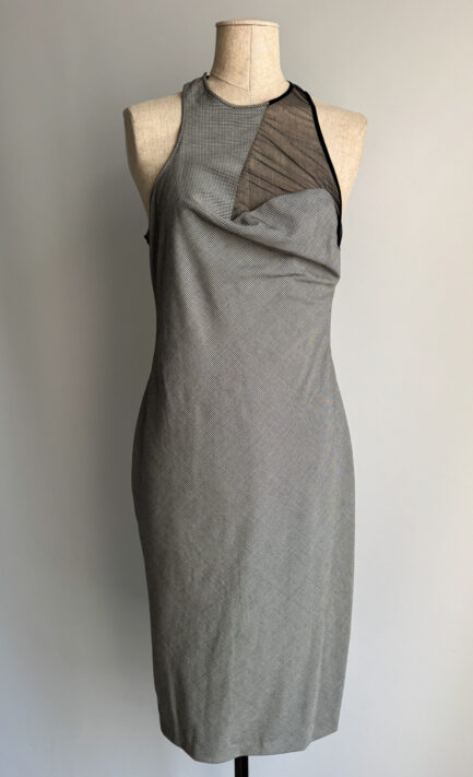 VERSACE 1998 Grey Halter Dress With Mesh Panels (S-M)
