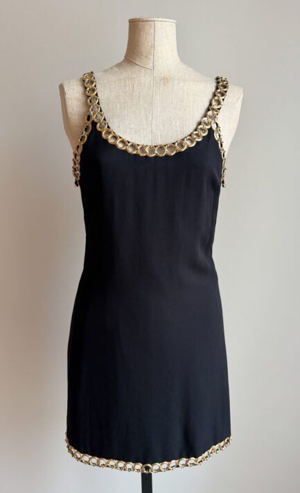PACO RABANNE 1994 Black Chain Links Mini Dress (S)