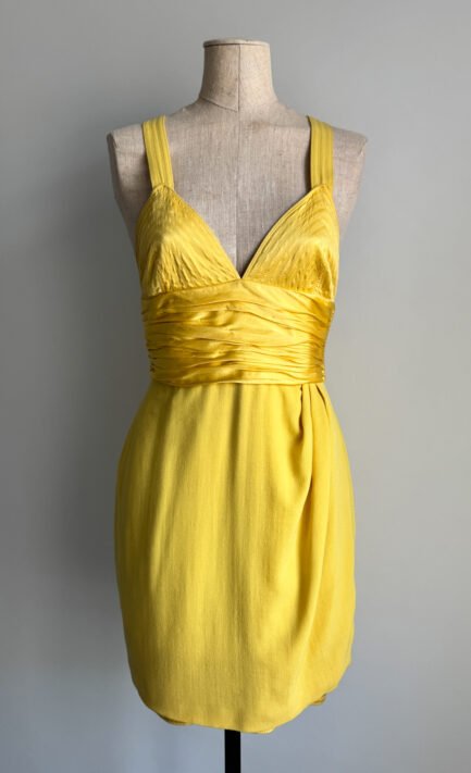 VERSACE 1990 Sculpted Yellow Wool Dress (S)