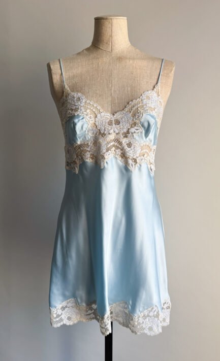 LA PERLA 1990's Blue Silk Slip Dress (M)