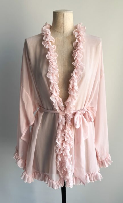 CHANTAL THOMASS 1995 Sheer Pink Romantic Ruffle Blouse