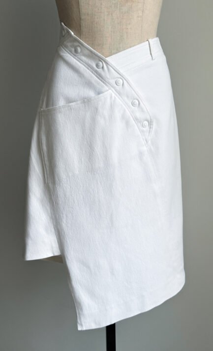 CHRISTIAN DIOR 2000 White Cotton Asymmetrical Midi Skirt (M-L)