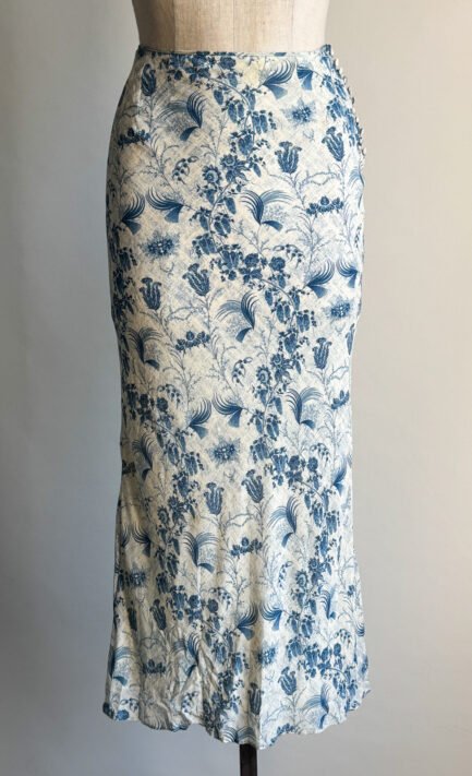 CHRISTIAN DIOR 2001 Blue & White Printed Maxi Skirt (S)