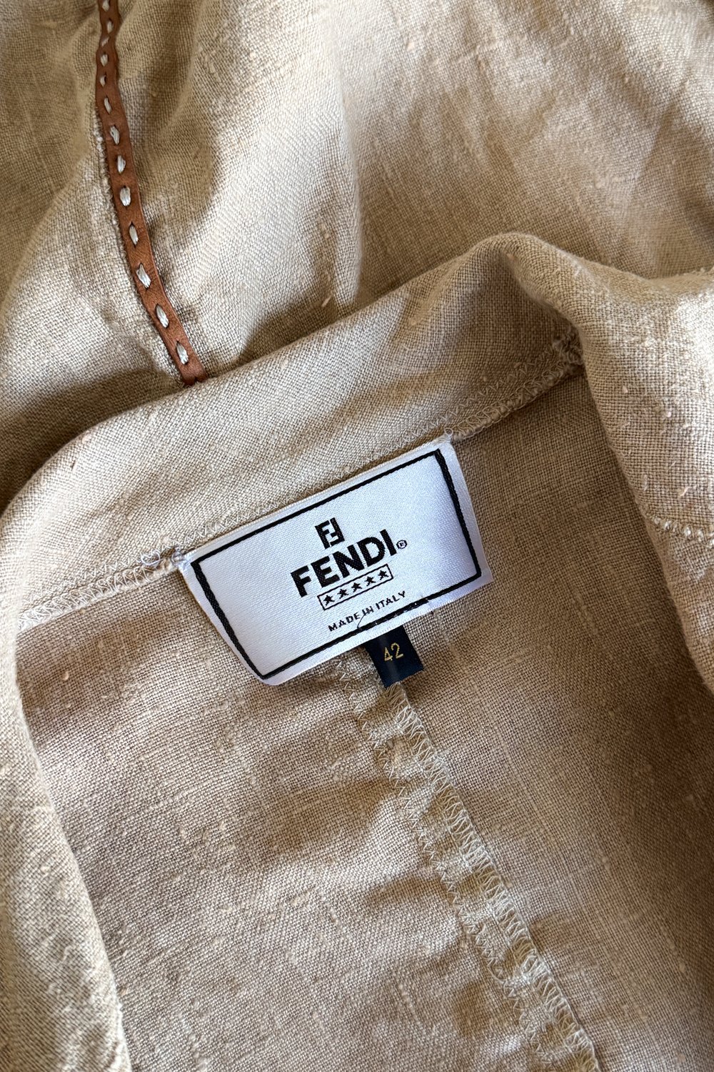 EMERIEU-Fendi-by-Karl-Lagerfeld-SS-2000-beige-pink-dye-linen-long-tie-jacket-label