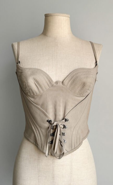 VERSACE 1995 Beige Sculpted Lace Up Silk Corset (XS)