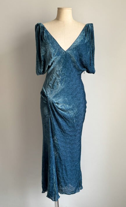 JOHN GALLIANO 2010s Blue Velvet Midi Dress (S)