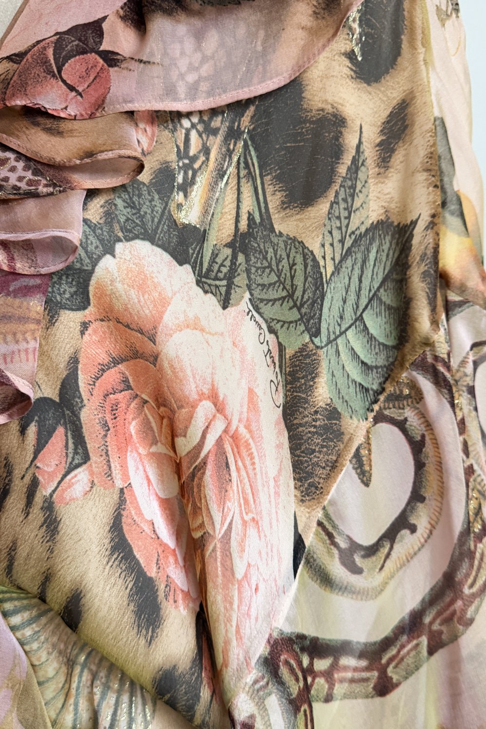 EMERIEU-Roberto-Cavalli-SS-2002-vintage-brown-lace-up-printed-ruffle-dress-9