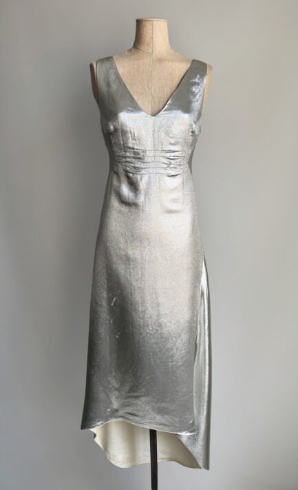 ANNA MOLINARI 1998 Silver Metallic Slip Dress (M)
