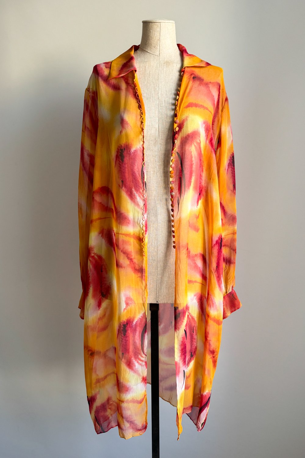 EMERIEU-Christian-Dior-by-John-Galliano-SS-2001-orange-red-printed-button-midi-dress-1