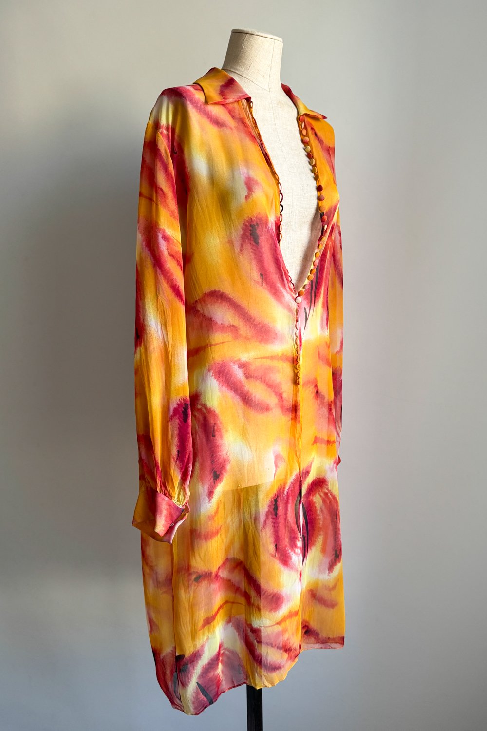 EMERIEU-Christian-Dior-by-John-Galliano-SS-2001-orange-red-printed-button-midi-dress-2