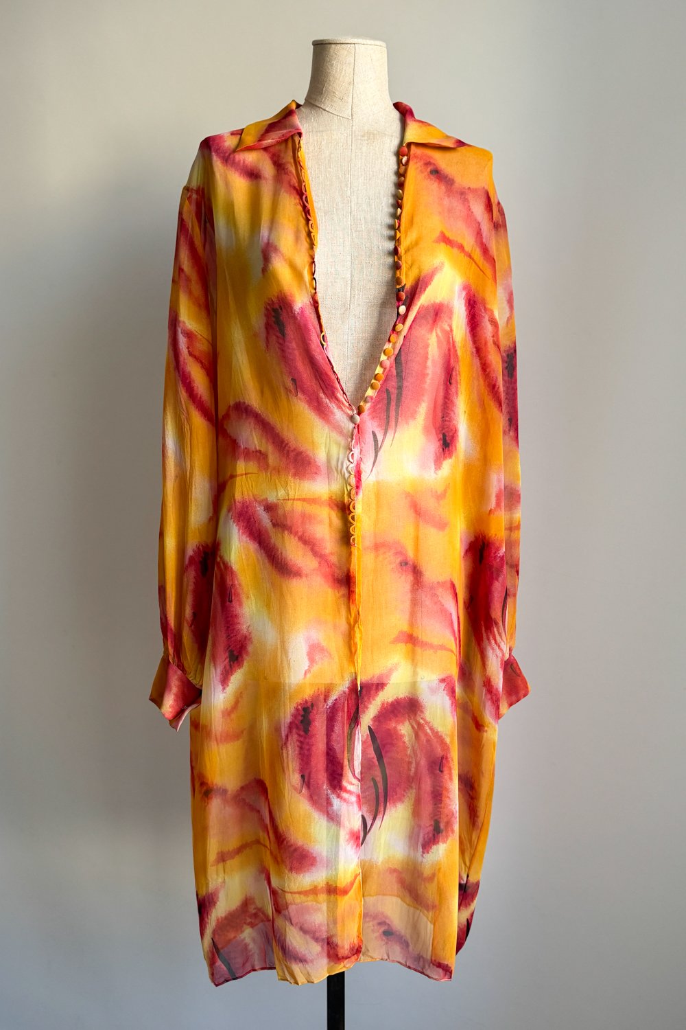 EMERIEU-Christian-Dior-by-John-Galliano-SS-2001-orange-red-printed-button-midi-dress-3