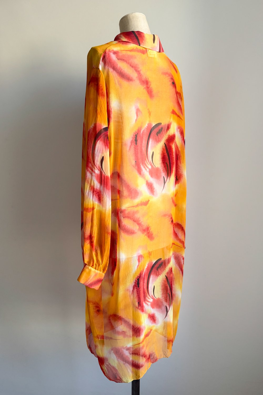 EMERIEU-Christian-Dior-by-John-Galliano-SS-2001-orange-red-printed-button-midi-dress-4