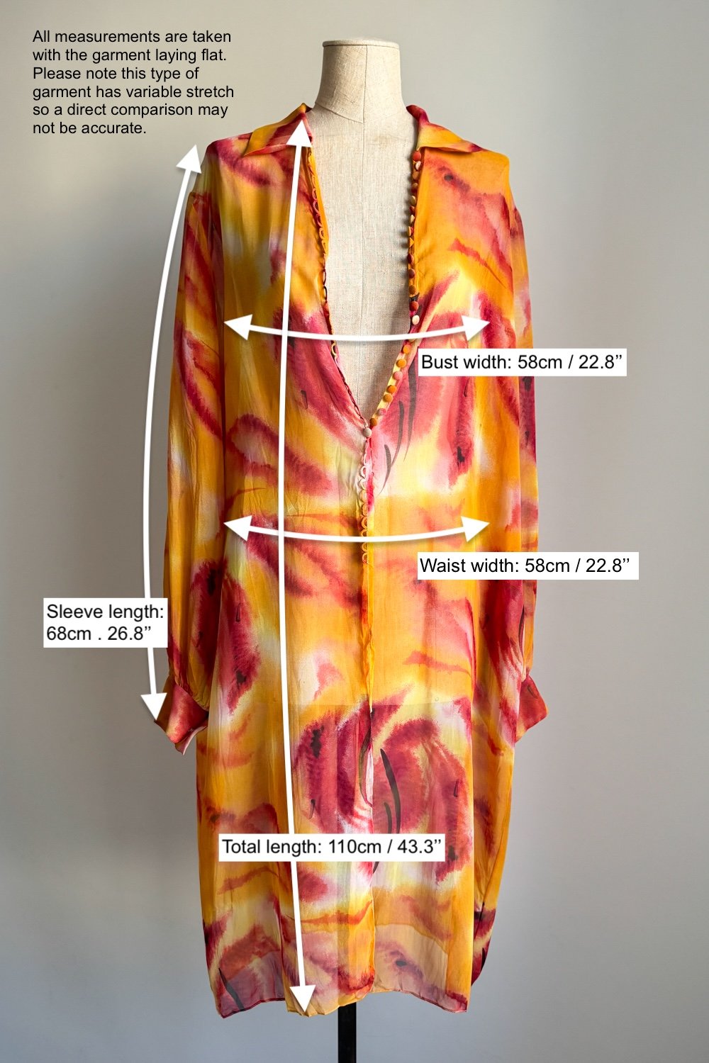 EMERIEU-Christian-Dior-by-John-Galliano-SS-2001-orange-red-printed-button-midi-dress-measurements