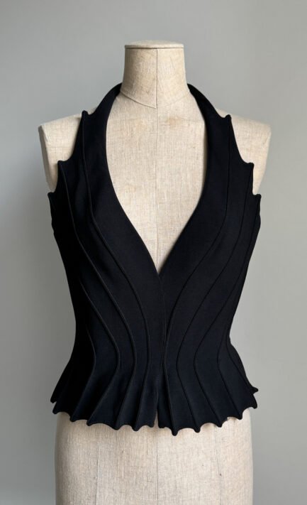 THIERRY MUGLER Couture 2000 Black Sculptural Halter Corset (XL)