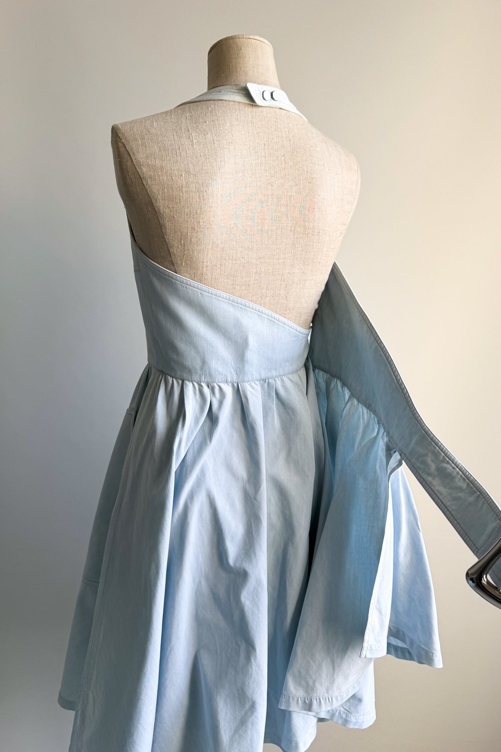 EMERIEU-Thierry-Mugler-SS-1990-vintage-light-blue-cotton-skater-belted-midi-summer-dress-9