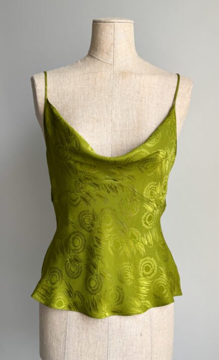 CHRISTIAN DIOR 1999 Green Silk Floral Top (M-L)