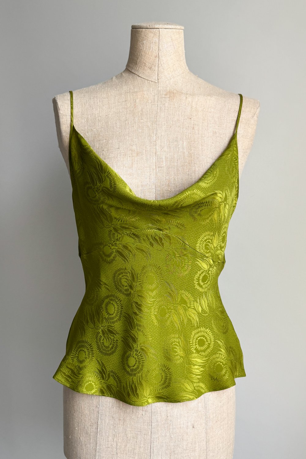 EMERIEU-christian-dior-by-john-galliano-SS-1998-vintage-chartreuse-green-silk-caraco-top-1