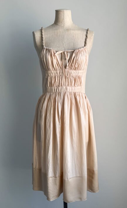 CHLOÉ 2005 Beige Ruched Bodice Midi Dress (S-M)