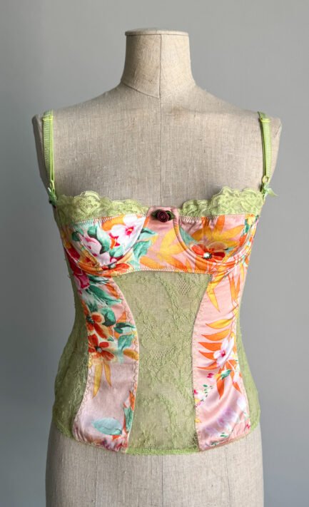 D&G 2005 Floral Silk & Green Lace Corset (M)
