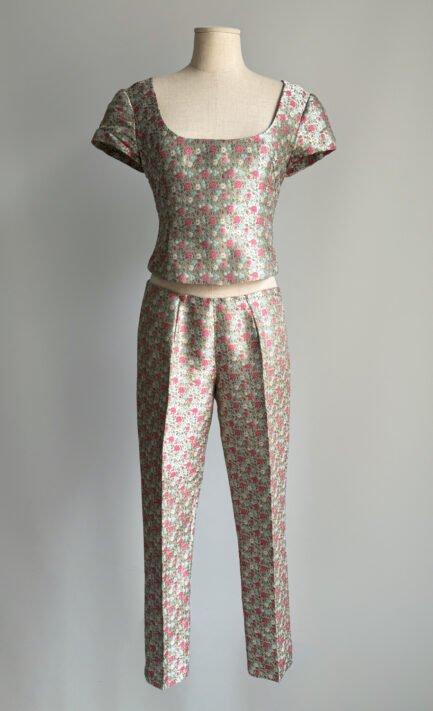 ANNA MOLINARI 1998 Floral Brocade Top & Trousers Set (M)