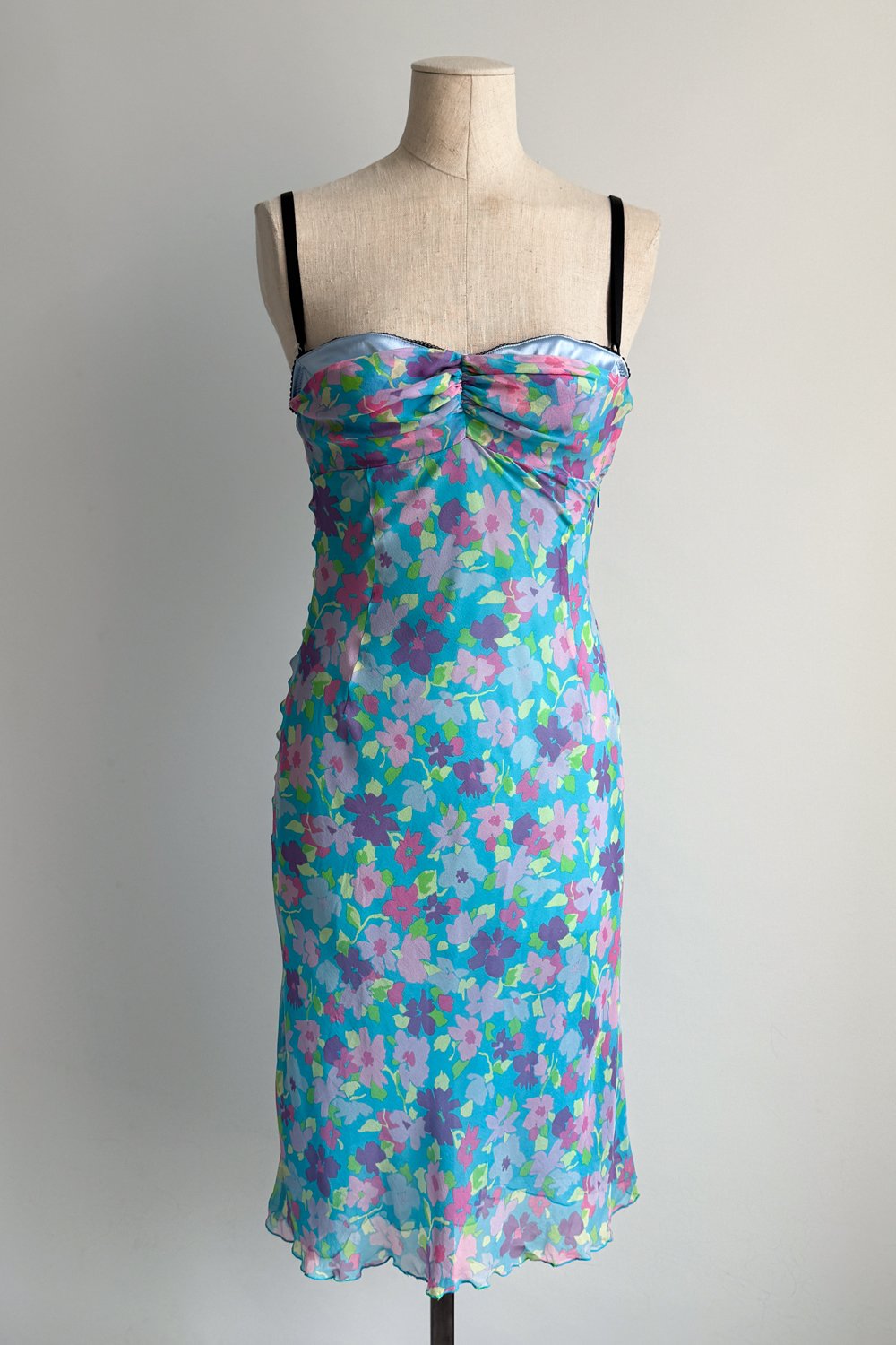 EMERIEU-D&G-Dolce-&-Gabbana-FW-2000-vintage-turquoise-floral-silk-chiffon-bustier-midi-dress-10