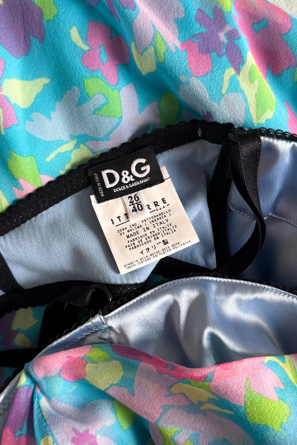 EMERIEU-D&G-Dolce-&-Gabbana-FW-2000-vintage-turquoise-floral-silk-chiffon-bustier-midi-dress-label