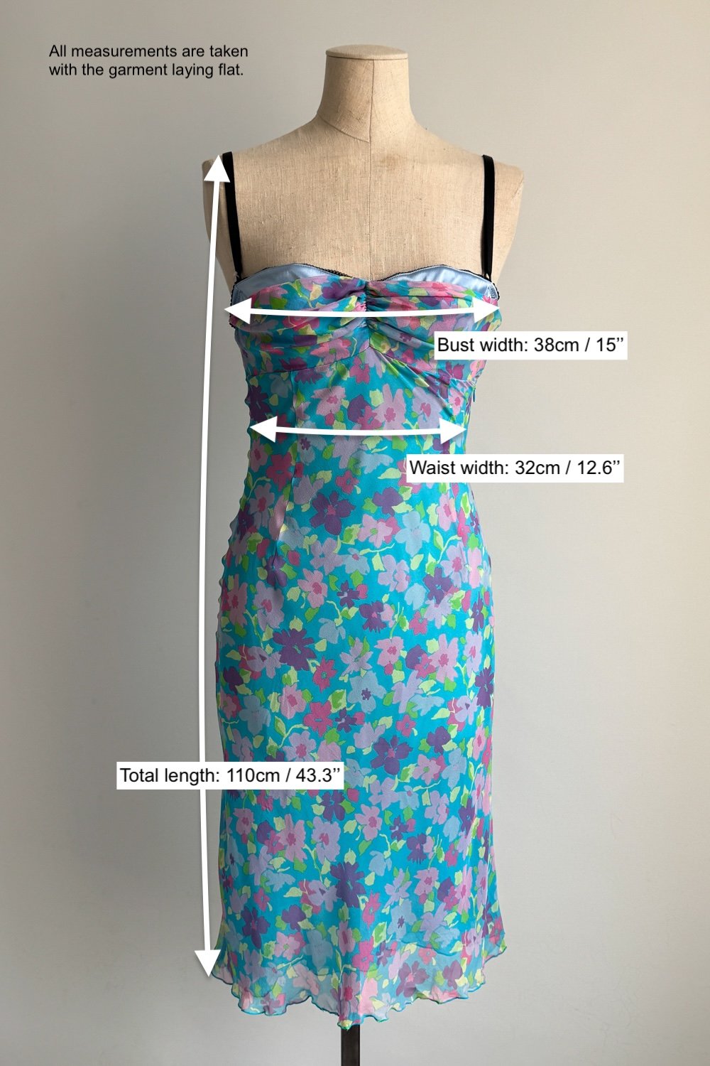 EMERIEU-D&G-Dolce-&-Gabbana-FW-2000-vintage-turquoise-floral-silk-chiffon-bustier-midi-dress-measurements