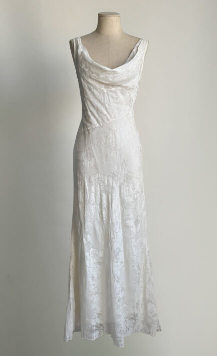 LOLITA LEMPICKA 1999 Ivory Cowl Neck Silk Bridal Dress (S)