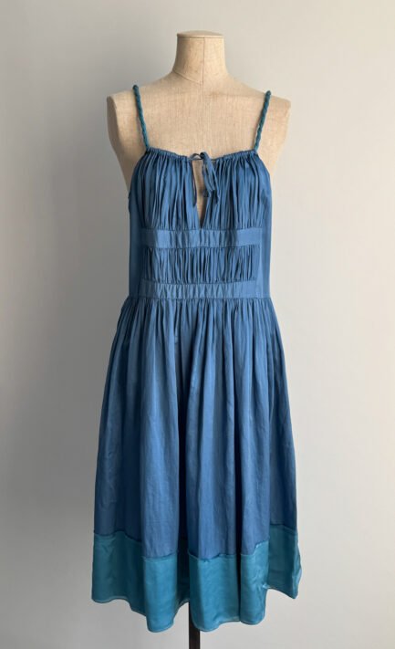 CHLOÉ 2005 Blue Ruched Bodice Midi Dress (L)