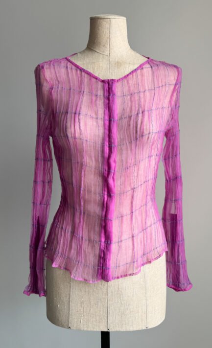 GIORGIO ARMANI 2000 Fuchsia Grid Stitch Zip Blouse (S-M)