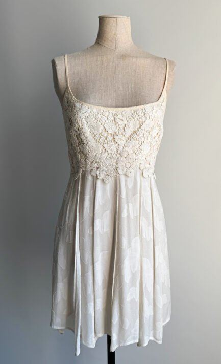 LOLITA LEMPICKA 1995 Cream Floral Lace Mini Dress (L)