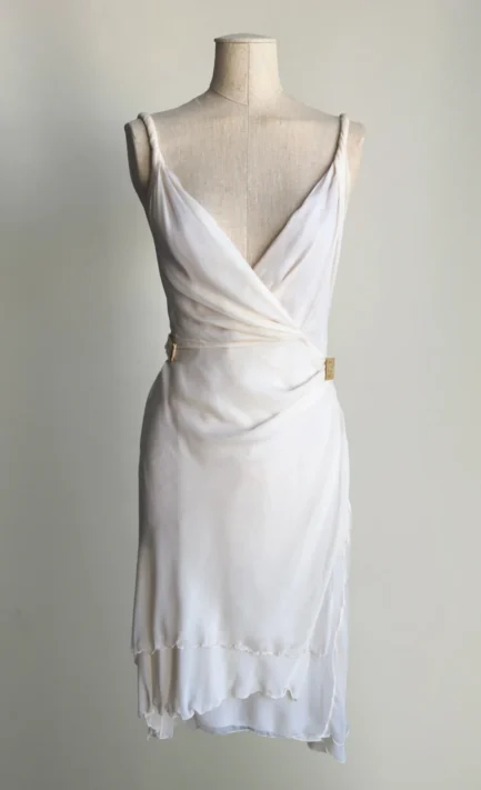 VERSACE 2001 Draped Wrap Dress with Gold Hardware (S)