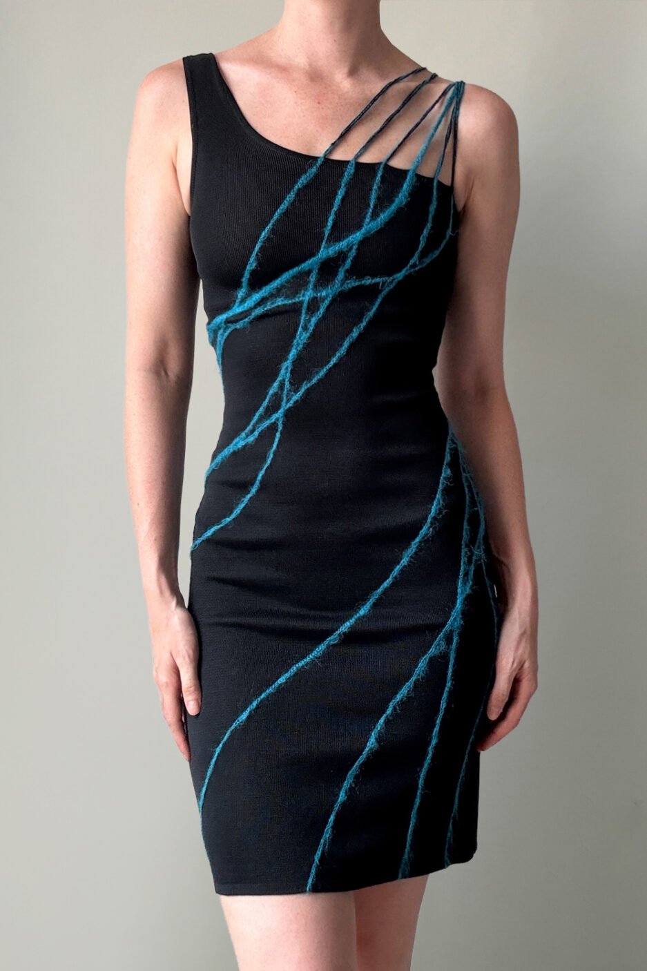 black with turquoise dress VERSACE 1998 & Mohair Yarn Accents Mini (XS-S) Size:EU42 Vowa White Summer Elegant best engagement dresses Wedding which will give it