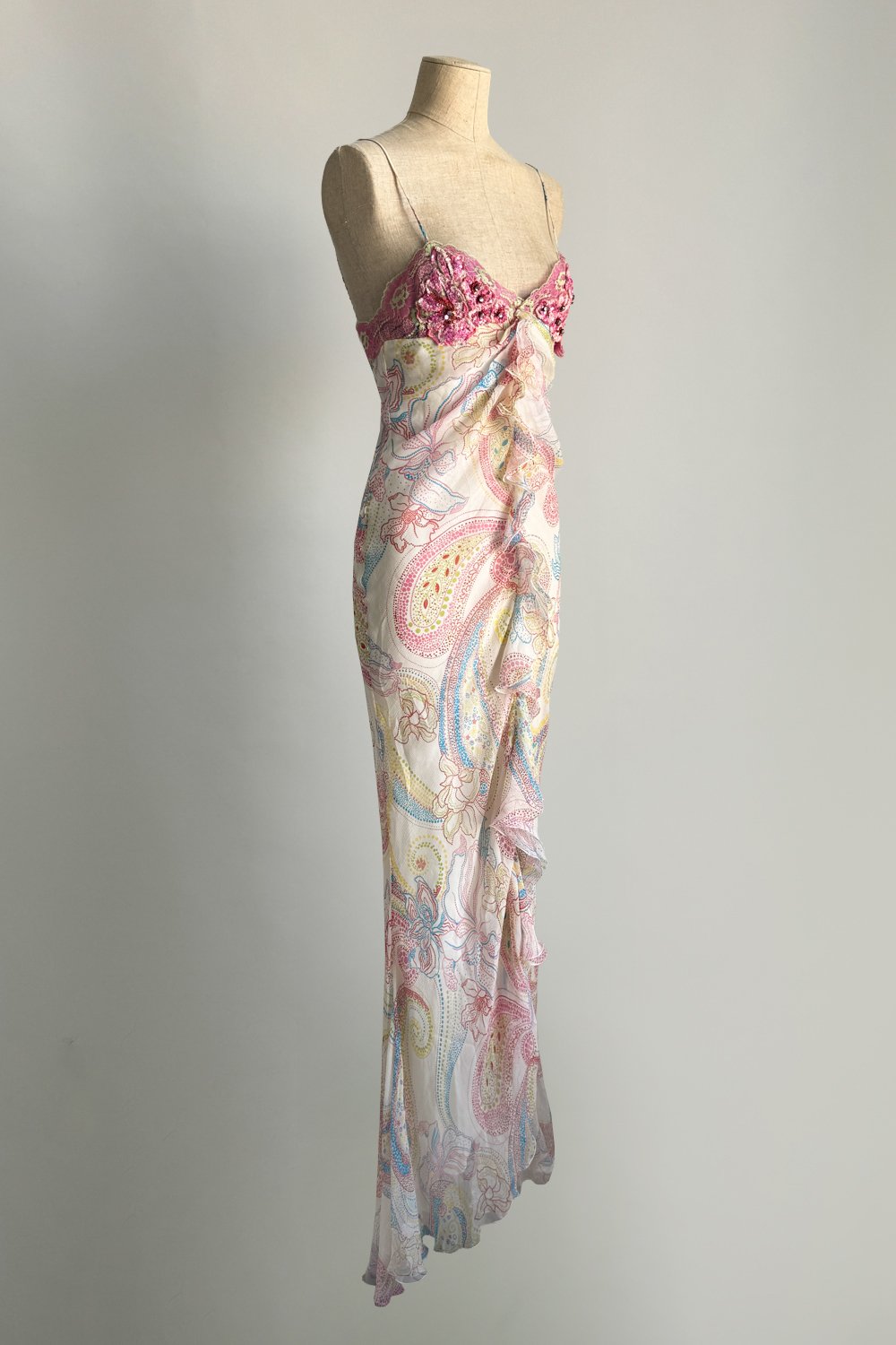 EMERIEU-Iceberg-2000s-white-paisley-print-silk-gown-with-sequin-floral-embroidered-maxi-dress-2