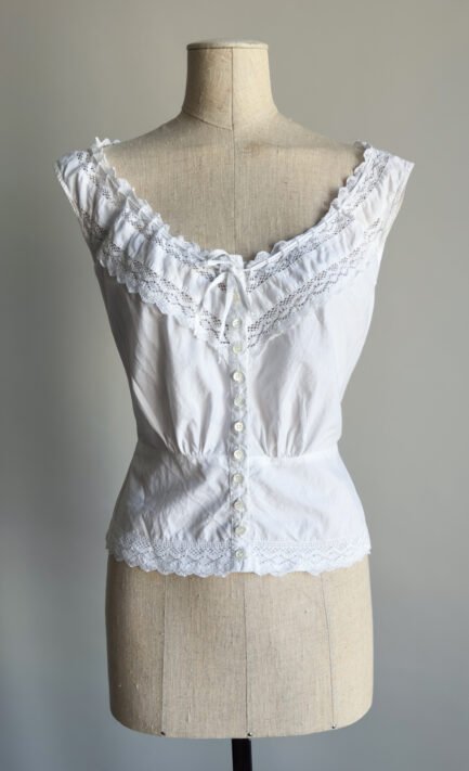 LA PERLA 1990's White Cotton Milkmaid Top (M)