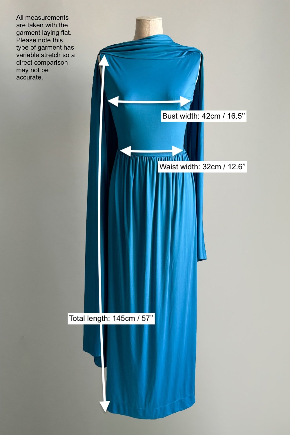 EMERIEU-Lanvin-1970s-vintage-blue-azure-jersey-cape-gown-measurements