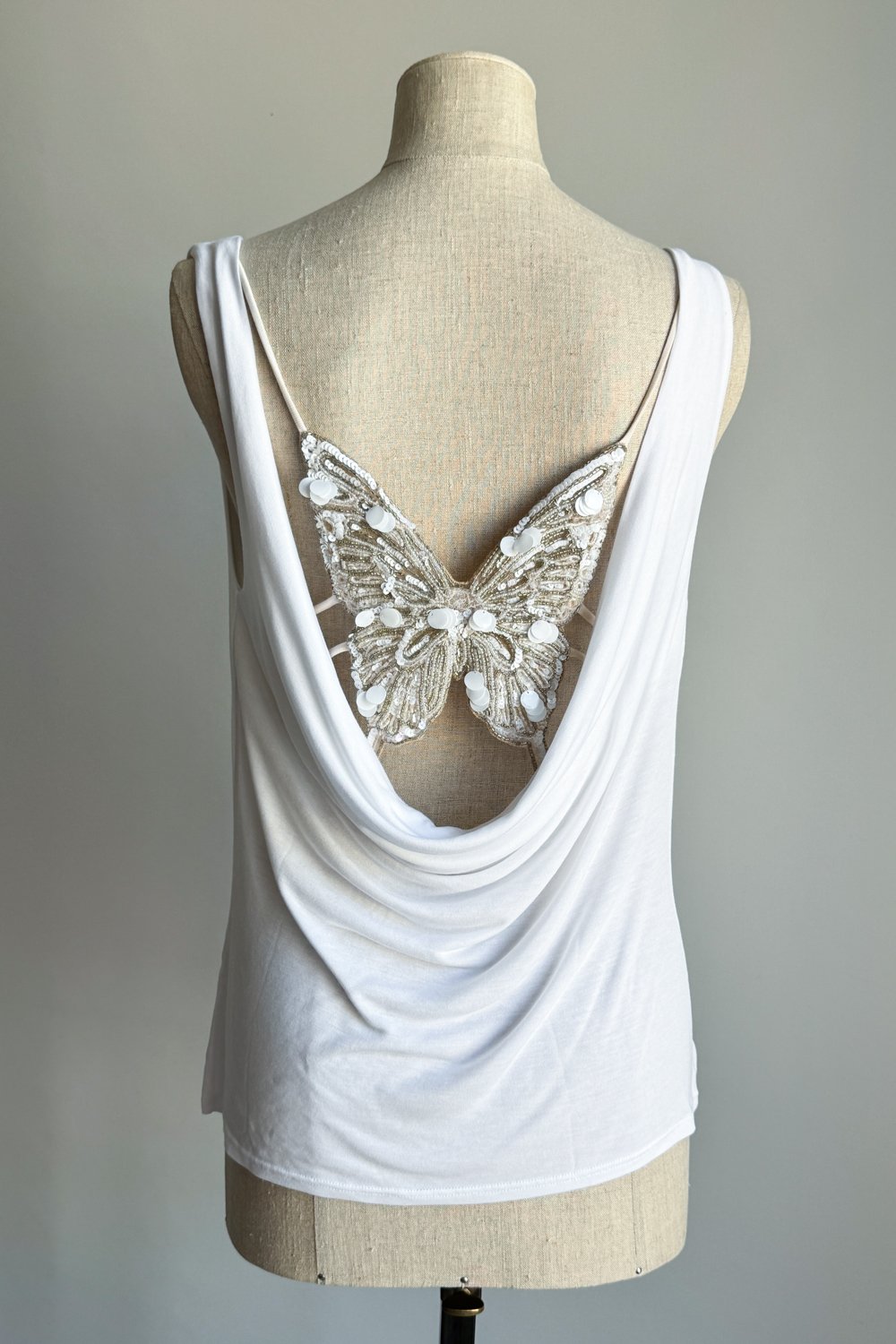 EMERIEU-Valentino-Roma-SS-2005-vintage-white-draped-jersey-top-&-beaded-butterfly-bra-set-4