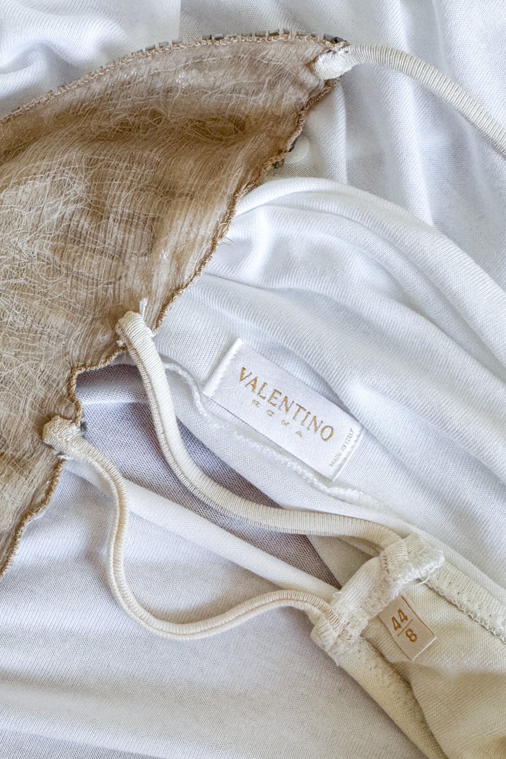 EMERIEU-Valentino-Roma-SS-2005-vintage-white-draped-jersey-top-&-beaded-butterfly-bra-set-label
