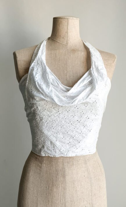 VIVIENNE WESTWOOD 2000's White Cowl Neck Halter Crop Top