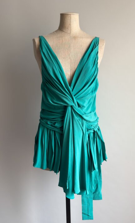 CHLOÉ 2006 Teal Draped Silk Top (M)