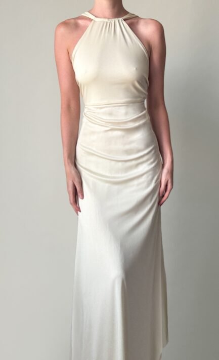 LOUIS FÉRAUD 1980's Halter Maxi Dress with Open Back (S)