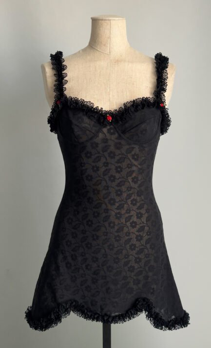 VERSUS by Versace SS 1995 Black Mini Lingerie Style Dress