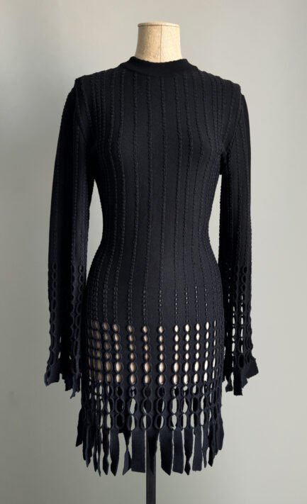 ALAÏA FW 1993 Black Laser Cut Long Sleeve Knit Dress